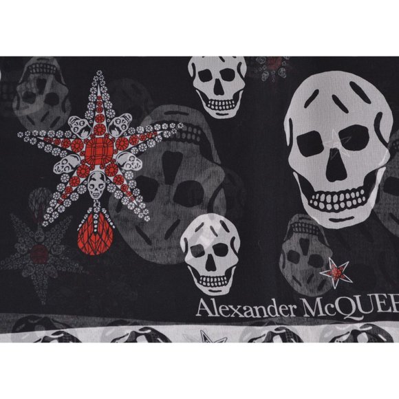 Alexander McQueen Silk Chiffon STAR SKULL Scarf - Picture 4 of 9